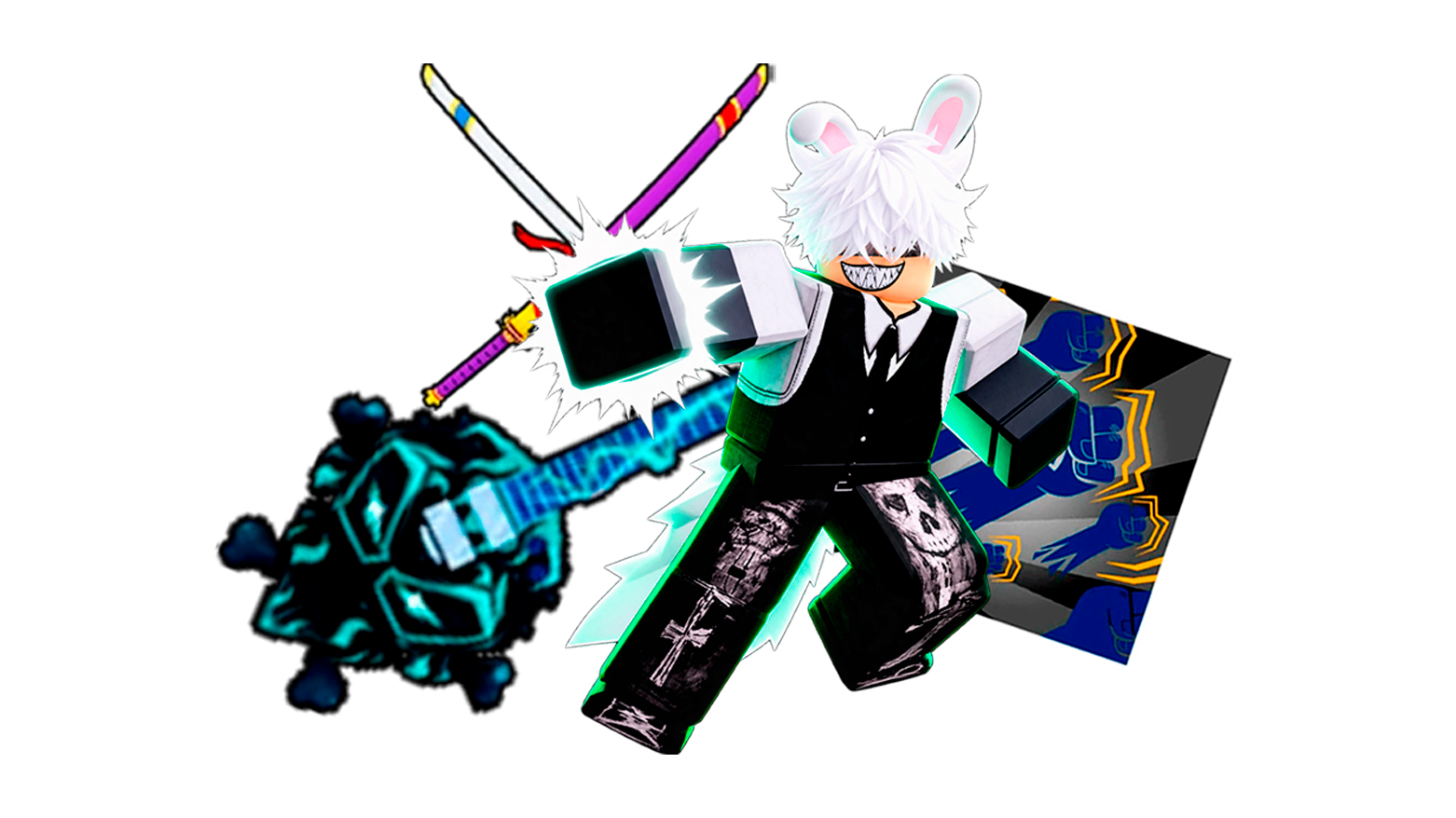 Mink V4 Full Gear + Skull Guitar + Cursed Dual Katana (CDK) + Godhuman + Level Máximo